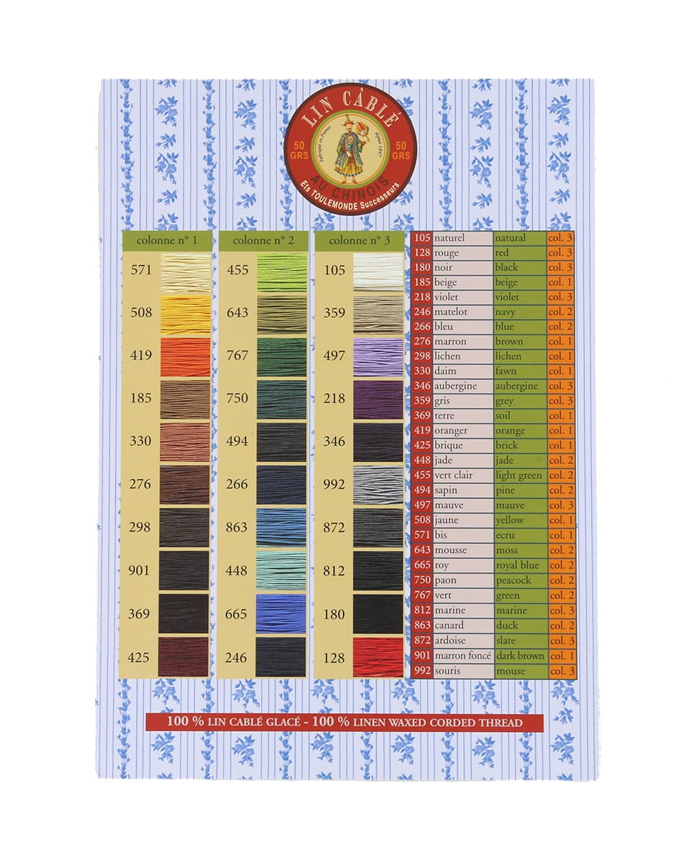 Fil Au Chinois Lin Cable, Waxed Linen Thread, Grass (436)