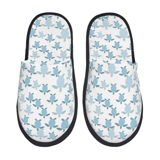 Fotbe Hand Drawn Turtle Pantuflas Peludas para Mujer con Estampado, Zapatillas de Peluche, Zapatos de Invierno para Casa, Uso Interior y Exterior-Medium
