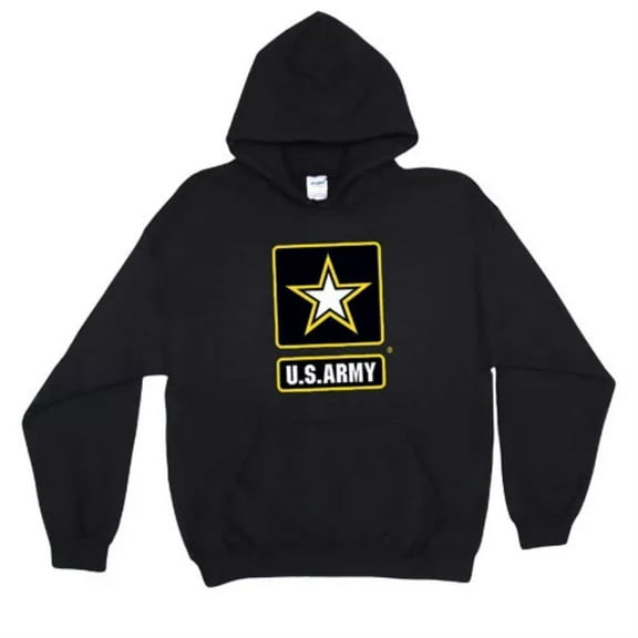 Pullover/hooded Black Sweatshirt- Army Star Small