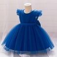 thumbnail image 4 of Toddler Mesh Tutu Dresses Ruffle Sleeve Multi-layer Tulle Flower Wedding Birthday Summer Baby Girls Dress 6M-3Y, 4 of 9