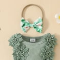 thumbnail image 5 of Zanarzt Infant Girl Romper Set Newborn Baby Girl Clothes Newborn Girl Clothes Summer Infant Baby Girl Outfits Romper Headband Clothing Sets Green,12-18 Months, 5 of 5