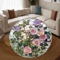thumbnail image 3 of Round Rug, Victorian Rose Soft Washable Carpet, Non-Slip Floor Mat for Living Room Bedroom Home Decor 59 Inch, 3 of 6