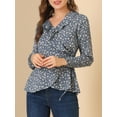 thumbnail image 6 of MODA NOVA Junior's Floral Print Ruffle V Neck Self Tie Wrap Peplum Top, 6 of 7