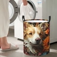 thumbnail image 6 of KLL Vintage Colorful Flower Puppy Waterproof Foldable Laundry Hamper Bucket with Handles for Storage Bin,Kids Room,Home Organizer (Medium ), 6 of 7