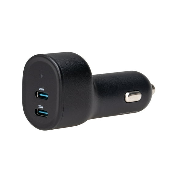 onn 40W Dual USB-C Port Car Charger, Fast Charging, USB-IF Certified, Black - Compatible with iPhone 17/16/15 Series, Samsung Galaxy, Google Pixel, and more