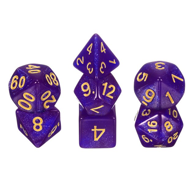 Ensemble de dés Polyédriques, 7 Pcs dés Acryliques pour Jeux de Table de Rôle RPG Accessoires de Jeu de Table, Violet Étincelant