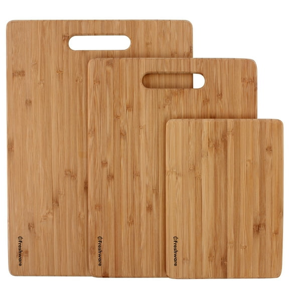 Freshware 3-Piece Bamboo Cutting Board Set, Reversible Kitchen Prep Boards