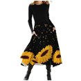 thumbnail image 1 of Vestido de pachwork con estampado floral de cuello redondo de manga larga casual de mujer de moda Pompotops  hdfakjf1274, 1 of 5