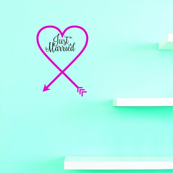 Custom Decals Just Married Wall Art Size: 20 X 30 Inches Color: Multi