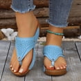 thumbnail image 2 of Womens Sky Blue Summer Sandals | Comfortable Wedge Thong Sandals with Cushioned Insole & Breathable Cutouts for Walking, Casual Outfits,Size 6.5, 2 of 9