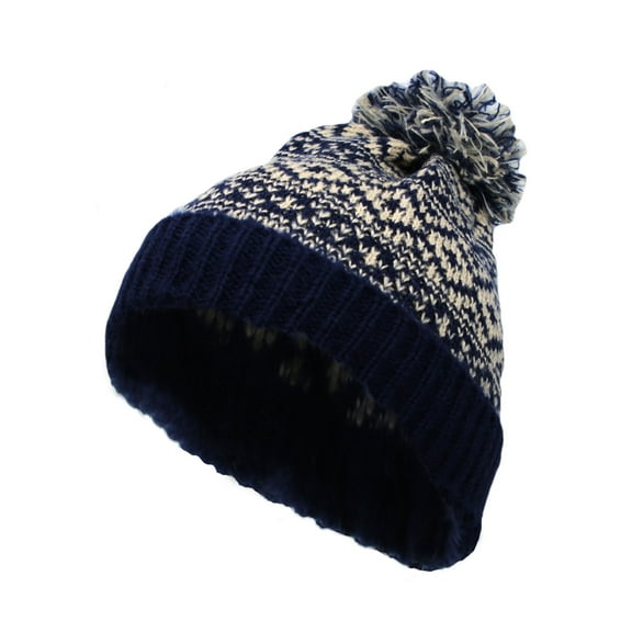 WITHMOONS Winter Unisex Soft Knit Beanie Pom Skull Slouch Hat YZP0076 (Navy)
