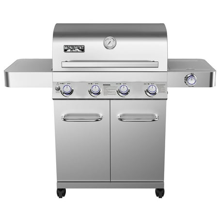 - Monument Grills 17842 Stainless Steel 4 Burner Propane Gas Grill with Rotisserie