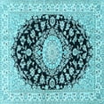 thumbnail image 1 of Ahgly Company Indoor Square Medallion Light Blue Traditional Area Rugs, 7' Square, 1 of 4