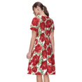 thumbnail image 2 of Bixox Robe d'Été à Manches Courtes pour Femmes Robe Ample Longueur Genou avec Poches-Rose Fleurs, 2 of 7