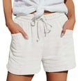 thumbnail image 2 of Clearance! Dndif Linen Shorts For Women Women's Fashion Casual High Waist Pants Straight Leg Sports Casual Loose Shorts Beach Shorts For Women White S-3XL, 2 of 5
