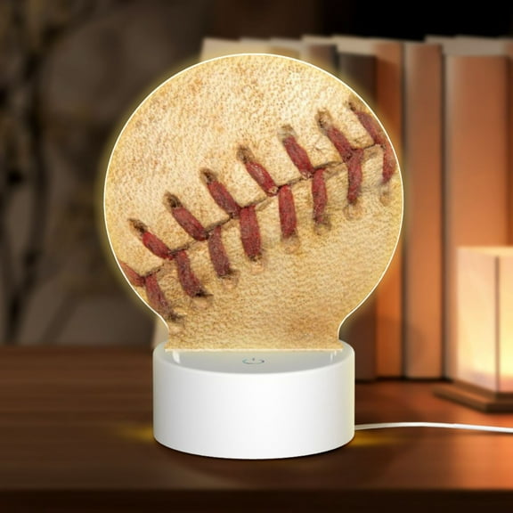 Daiia Vintage Baseball Pattern Acrylic Night Light, LED Touch Light, Bedroom Night Light, Soft Glowing Lamp Perfect Gift for Mother's Day, Birthday, or Christmas