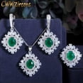 thumbnail image 2 of CZ Crystal Oval Dangle Drop Earrings Necklace Ring White Gold Plated Jewelry Set, 2 of 7