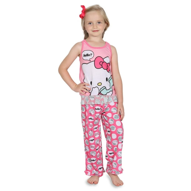 Hello Kitty - Hello Kitty Girls Pajama Fun Top and Pink Pants Sleepwear ...
