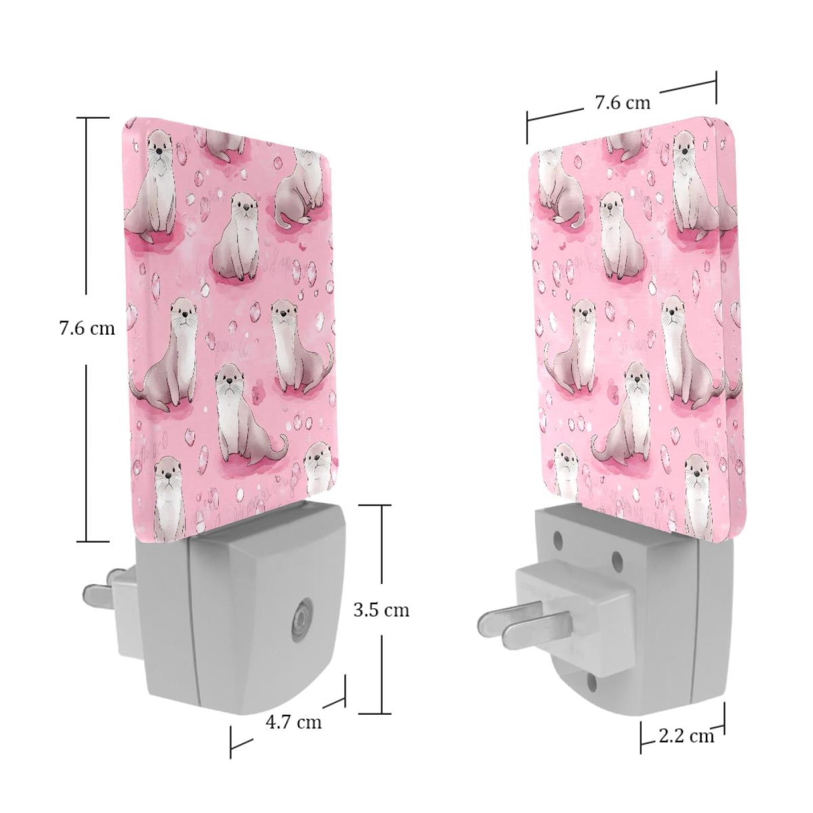 PhooArto Pink Sea Otter Pattern Plug in LED Night Light Auto Sensor Dusk to Dawn Decorative Night for Bedroom, Bathroom, Kitchen, Hallway, Stairs, Baby's Room, Energy Saving