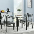 thumbnail image 1 of VECELO 5 Piece Dining Table Set, Glass Top Table with 4 Chairs for Kitchen Breakfast Furniture, Black, 1 of 8