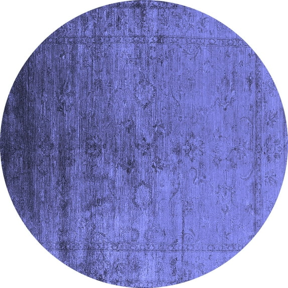 Ahgly Company Indoor Round Oriental Blue Industrial Area Rugs, 4' Round