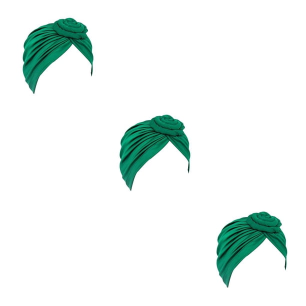 Guardurnaity Turbante Nudo Musulmán Hijab Donut Llanura Pañuelo Sombreros Pérdida Bonnet Decoración para Mujeres Accesorios Verde Type1 NO1