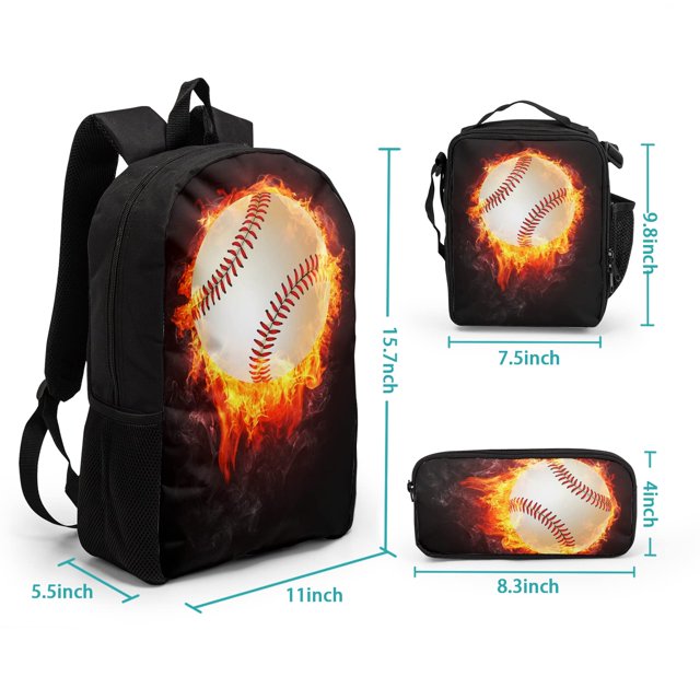Set de mochilas Nerxy Fire Baseball para niños y niñas escuela