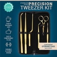 thumbnail image 3 of O'Creme Set of Culinary Tweezer Tongs Offset, Straight and Curved, Plus Super Sharp Chef Scissors, Total 6 Pieces Gold, 3 of 7