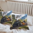 thumbnail image 5 of Retro Landscape Outdoor Pillow Covers Pack of 2 Nature Train Steam Mountain Forest Country Waterproof Throw Pillow Covers Decorative Cushion Cases for Patio Garden Tent Balcony Couch 26x26 inch, 5 of 8