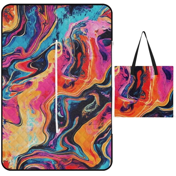 Colorful Tie Dye Vortex Waterproof Picnic Blanket with Foldable Zipper, Suitable for Outdoor Use, Suitable for Travel, Camping, Beaches, Parks, Grasslands, Picnic Blanket Accessories
