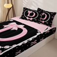 thumbnail image 3 of Manfei Cartoon Bow Letter D Zipper Twin Comforter Sets with Fitted Sheet and 2 Pillowcases for Girls Teens,Princess Alphabet Pearl Bow Print Zipper Bedding Set,4-Piece,Pink Reversible, 3 of 6