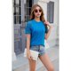 thumbnail image 5 of Camisetas de Corta con Encaje para Mujer, Estilo Ejecutivo, Color Azul Pavo Real, Talla L, 5 of 9
