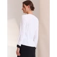 thumbnail image 3 of Blusa de cuello cuadrado elegante de manga larga de color de contraste de camisa de trabajo para mujer blanco XL, 3 of 6