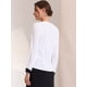 thumbnail image 3 of Blusa de cuello cuadrado elegante de manga larga de color de contraste de camisa de trabajo para mujer blanco XL, 3 of 6