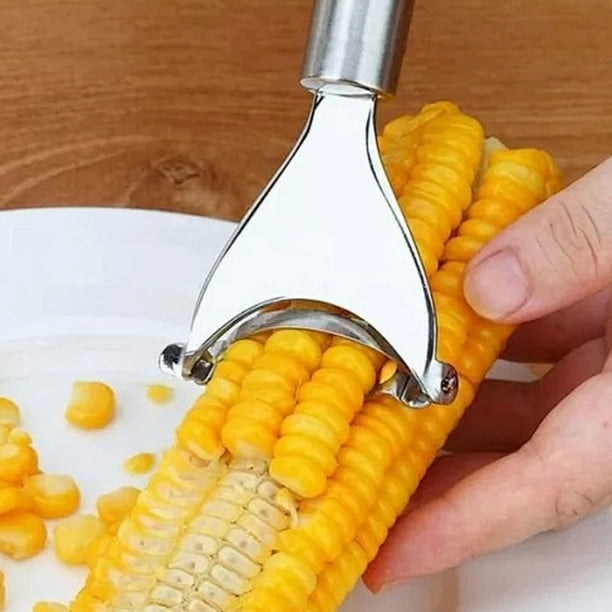 Pelador de Maíz de Acero Inoxidable | Extractor de Granos de Maíz de 3 Filas con Hoja Dentada | Mango Ergonómico de Fácil Agarre para Un Desgranado Rápido y Apto para Lavavajillas