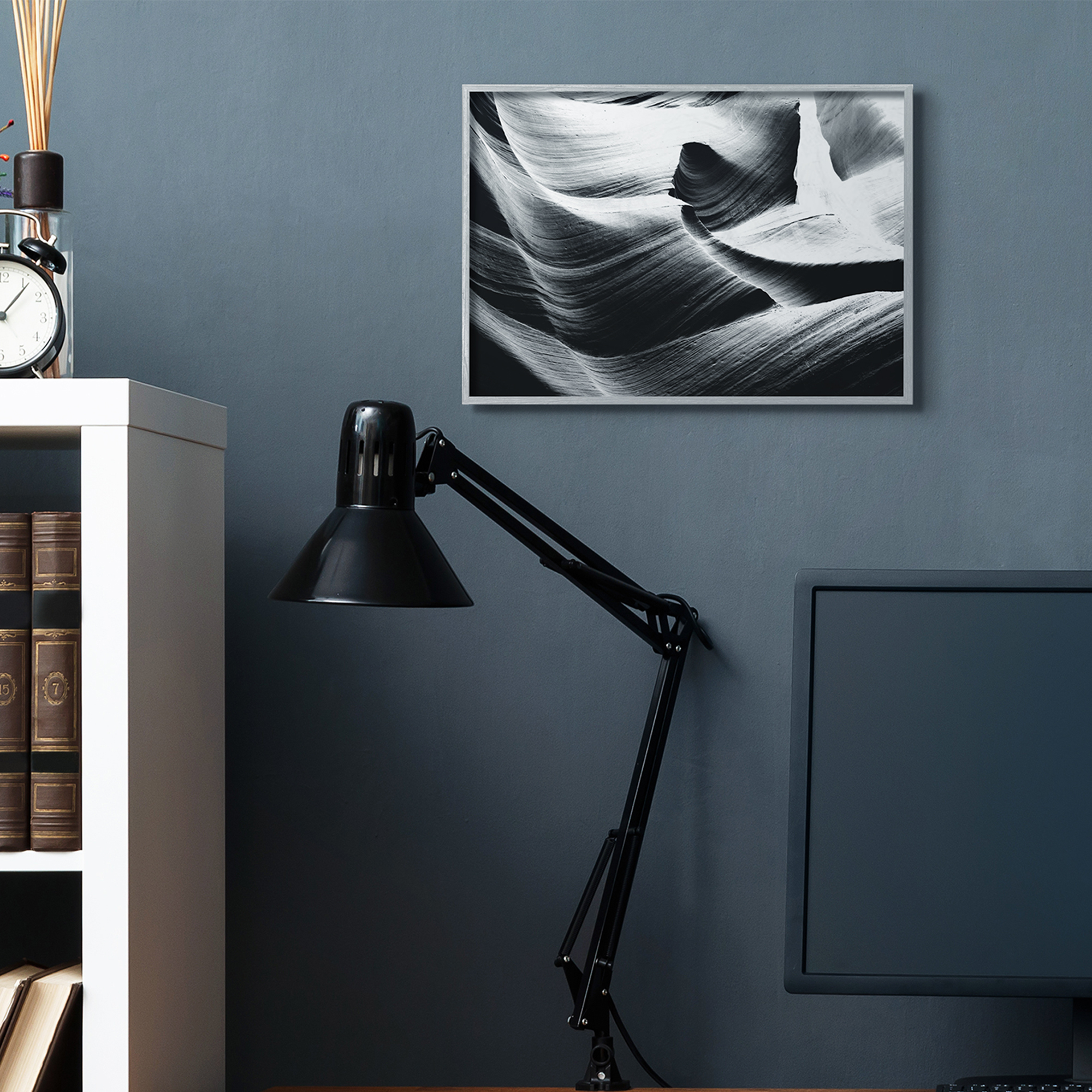 Stupell Industries Abstract Canyon Edge Smooth Rock Black White Gray Framed by Daphne Polselli
