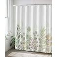 thumbnail image 3 of Green and White Shower Curtain, Fabric Shower Curtains for Bathroom, Plant Leaves Shower Curtain Sets with 12 Hooks 72''''×72‘’ (Green White), 3 of 6