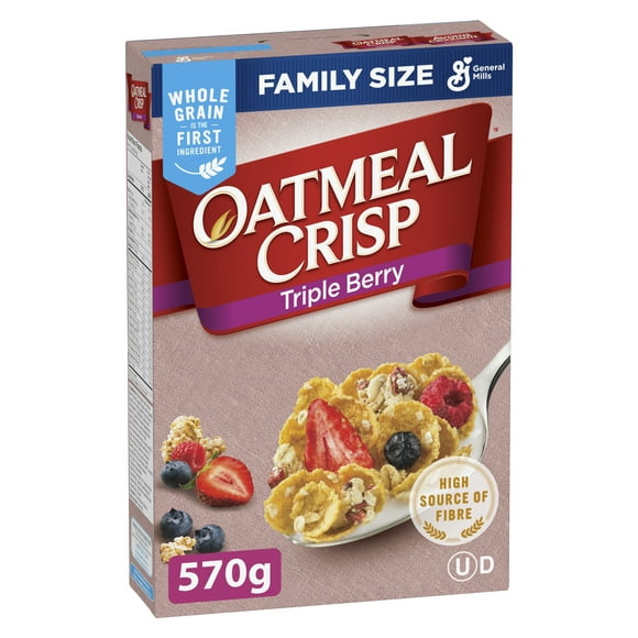 Oatmeal Crisp Breakfast Cereal, Triple Berry, Family Size, High Fibre, 570 g, 570 g