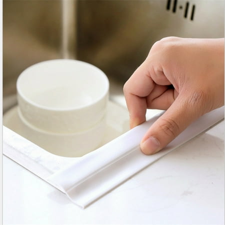 Plastic Edge Trim For Plywood Yosoo 3.2M Sealing Strip,Self Adhesive Bath And Wall Sealing Strip Sink Basin Edge Trim Kitchen(Grey 22mm x 3.2m) ()