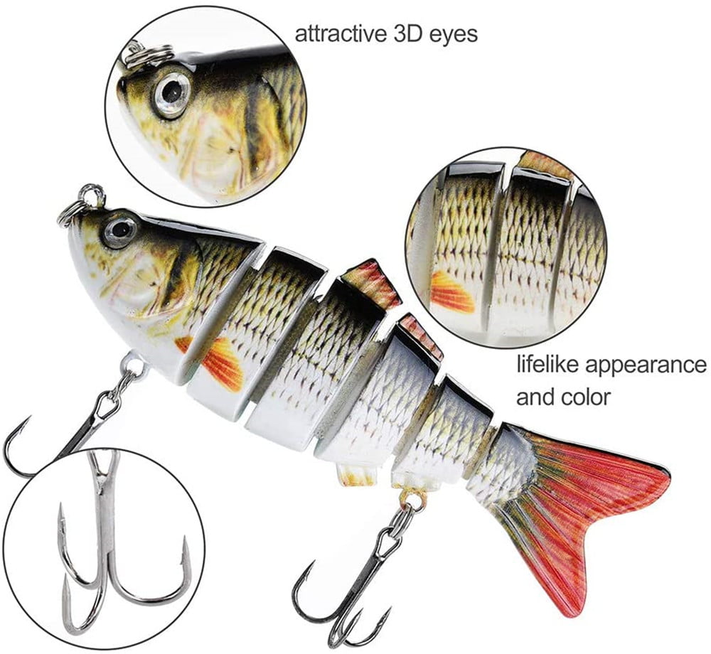 4pcs Fishing Lures for Bass Trout 6-Segmented Multi Jointed Swimbaits Slow  Sinking Swimming Lures Freshwater Saltwater Bass Fishing Lures Kit Lifelike  