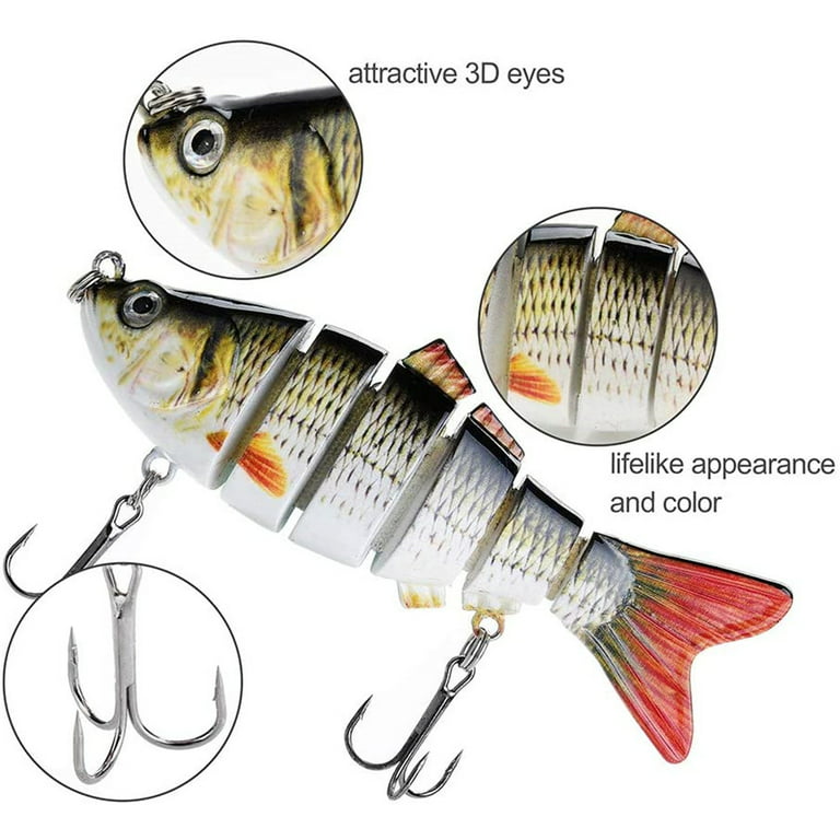 4pcs Fishing Lures for Bass Trout 6-Segmented Multi Jointed Swimbaits Slow  Sinking Swimming Lures Freshwater Saltwater Bass Fishing Lures Kit Lifelike  