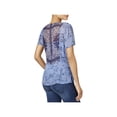 thumbnail image 2 of Lucky Brand Womens Sheer Floral Print Pullover Top Blue XS, 2 of 2