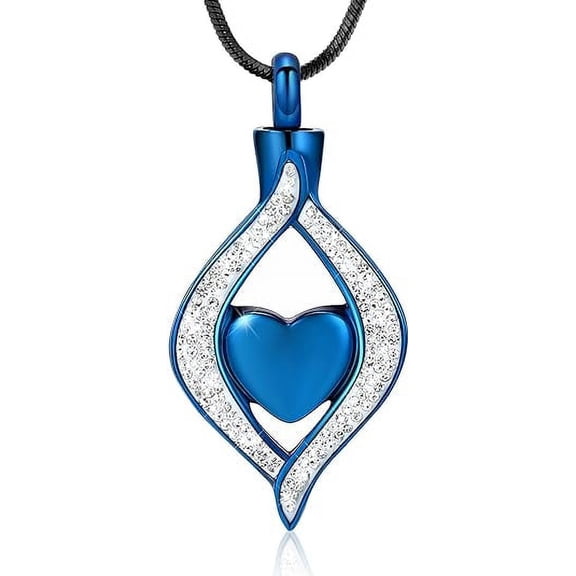 The Eye of My Heart Cremation Urn Necklace Keepsake / Human & Pet Paw Print Urn Necklace Dog/Cat Paw Memorial Urn Jewelry