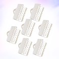 thumbnail image 3 of 100PCS 2CM Plated Ribbon Ends Metal Fastener Clasps Textured Crimp End Clamps Cord Ends Buckles Zipper Clips DIY Jewelry Accessories (Silver), 3 of 9