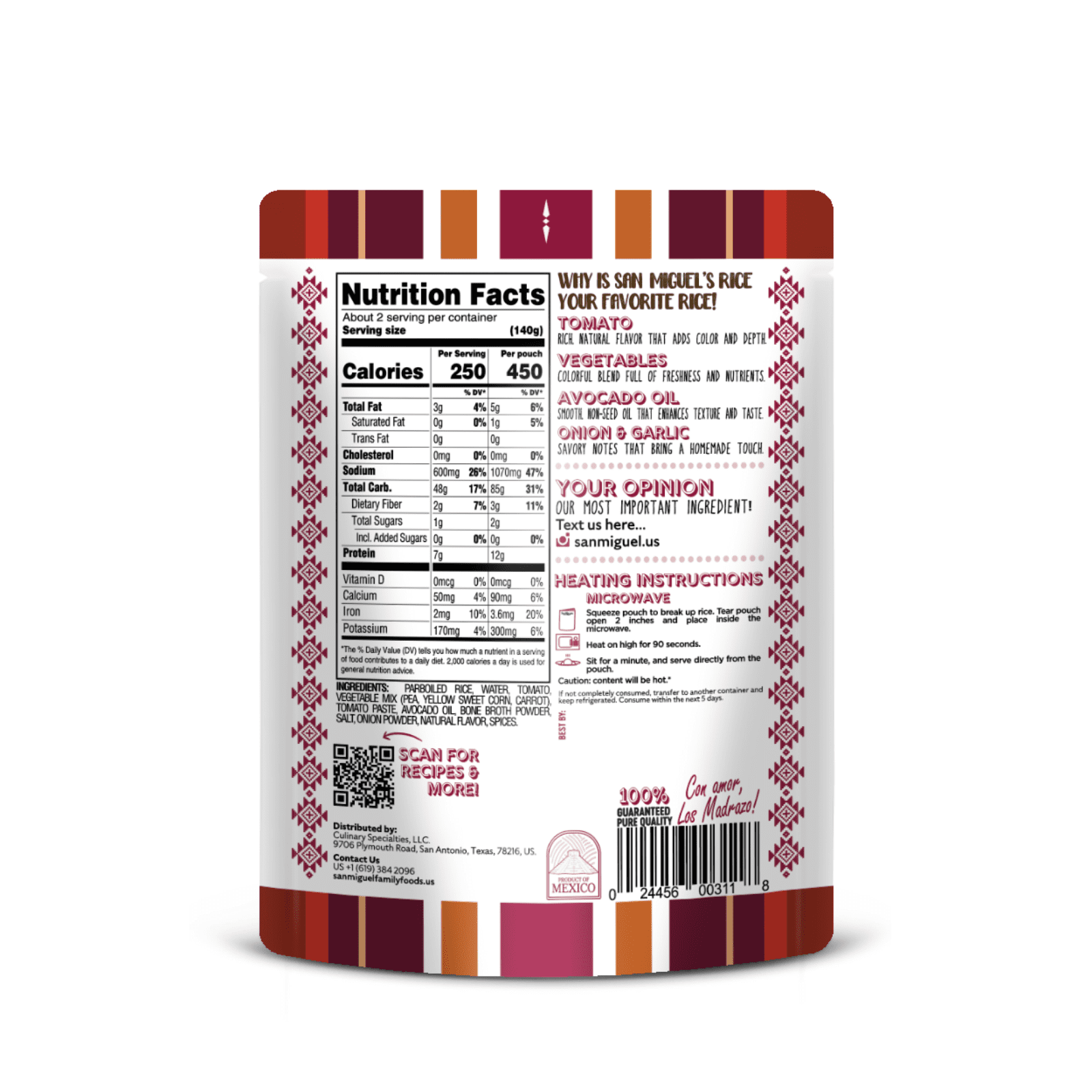 Mexican Homestyle Red Rice with Veggies with Bone Broth, Ready to Serve Rice Pouches, Microwaveable Instant Rice, Heat and Eat Rice, Pack of 6