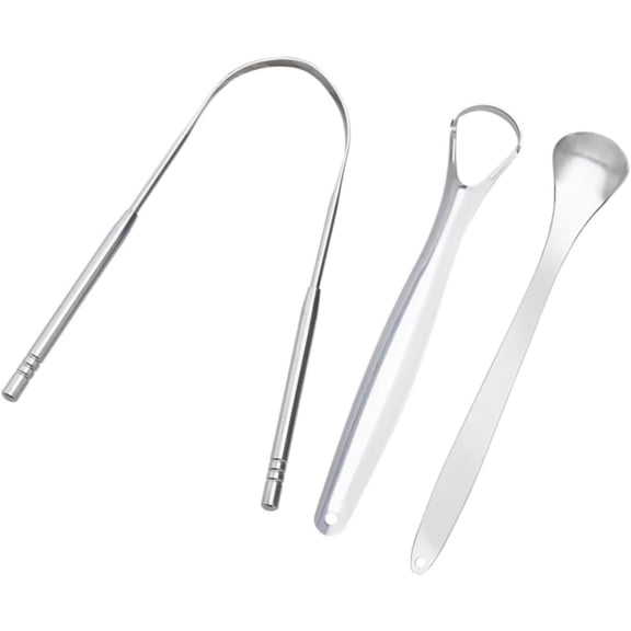 1 Set of 3pcs Tongue Scraper Stainless Steel Tongue Cleaner Oral Tongue Health Cleaning Tool (Double-sided Tongue Scraper Single-sided Tongue Scraper Souble-sided Arc Tongue Scraper)