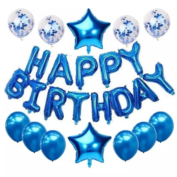 Happy Birthday Balloon Blue Party Supplies Banner Balloons Decoration Set