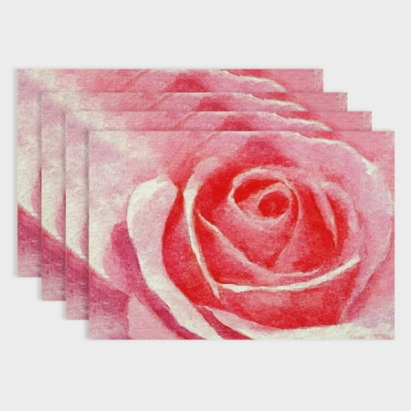 

Shiartex Rose Dining Table Placemats Linen Mats for Birthday Parties Christmas Buffets - Set of 4 18x12in