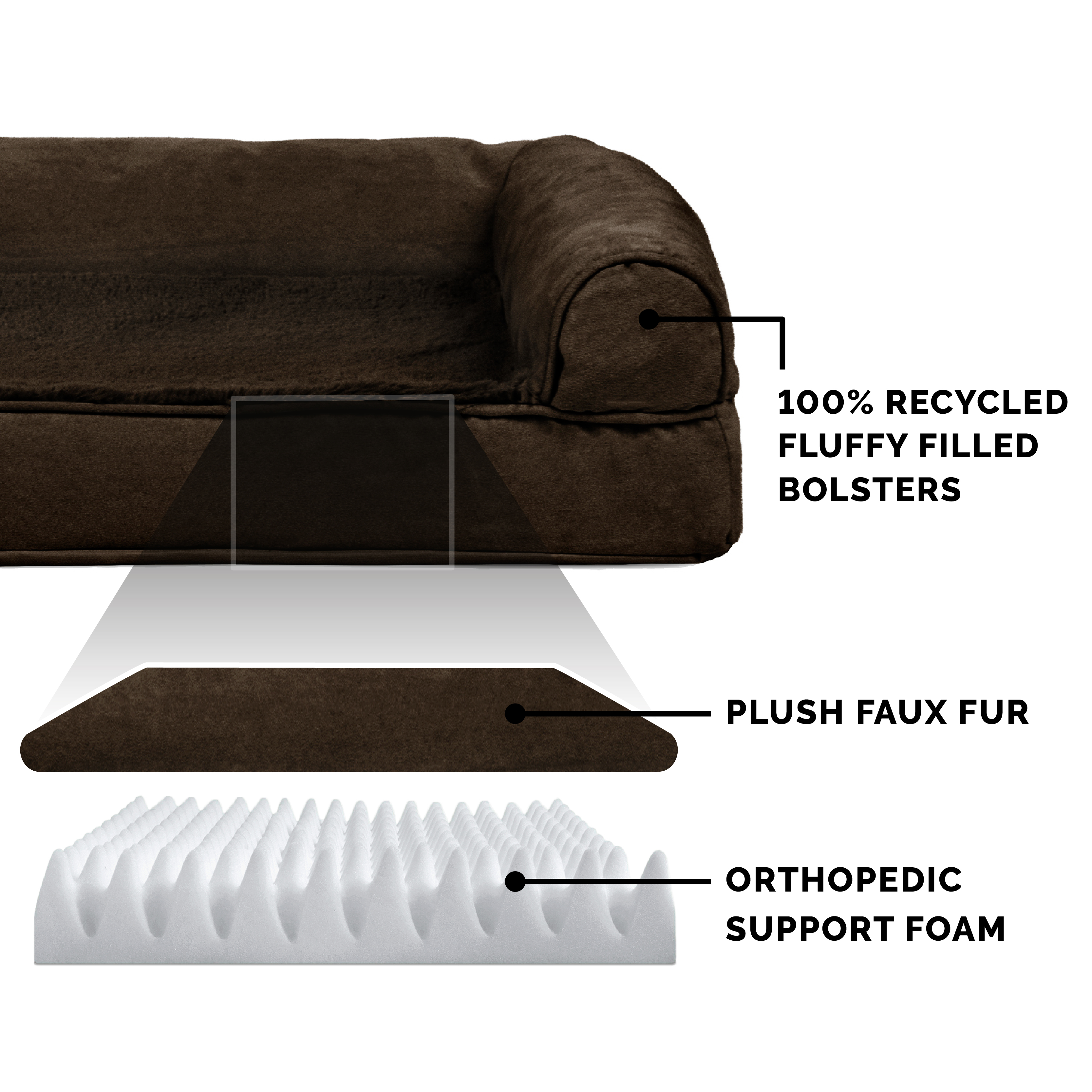 FurHaven Plush & Suede Orthopedic Sofa Pet Bed for Dogs & Cats - Espresso, Medium