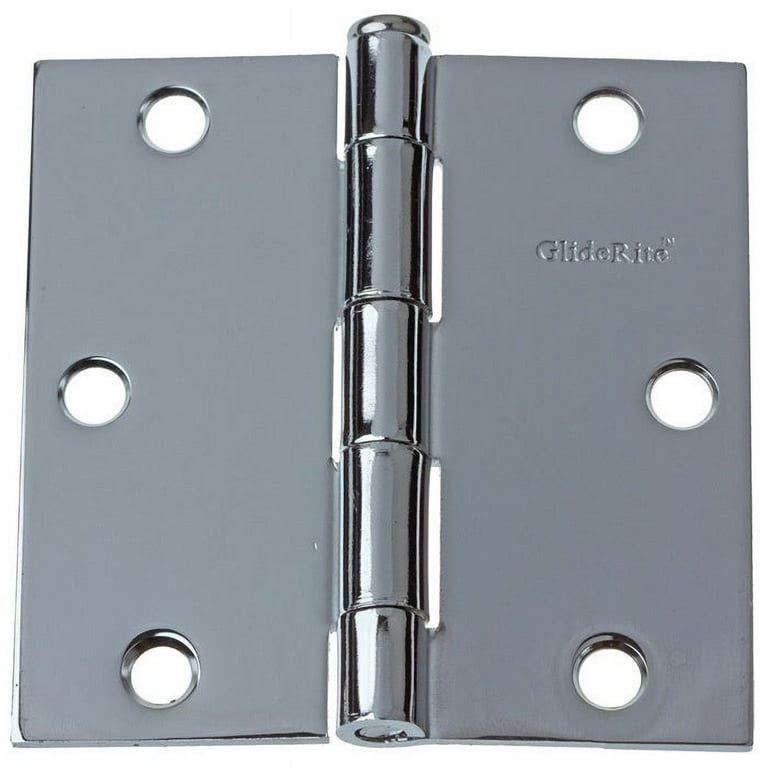 3-1/2 in. Polished Chrome Steel Door Hinge 1/4 in. Corner Radius with Screws (12-Pack) 3-1/2 in. Polished Chrome Steel Door Hinge 1/4 in. Corner Radius with Screws (12-Pack)